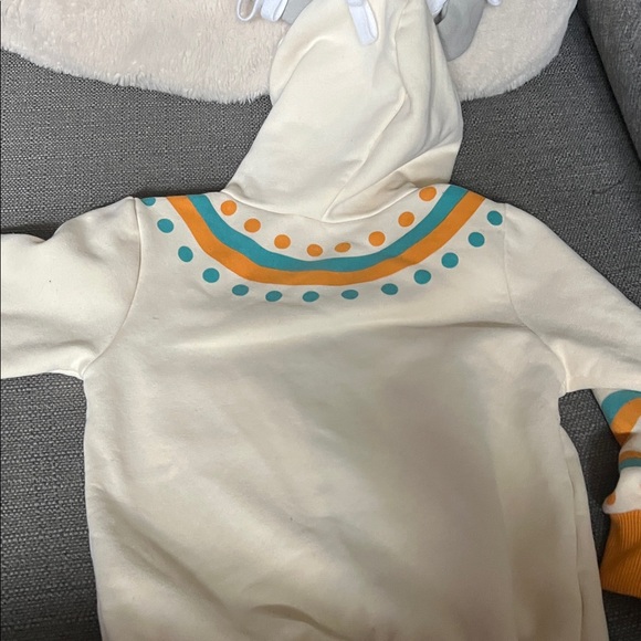 Doodle Pants Cream Hoodie with Orange and Blue Highlights - Picture 6 of 6